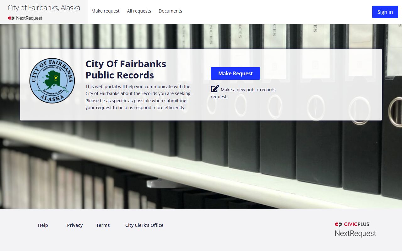 Fairbanks Alaska city public records portal