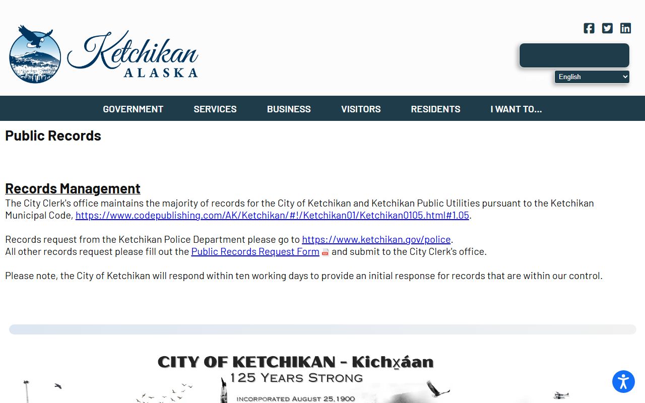 Ketchikan Alaska public records city clerk online request portal