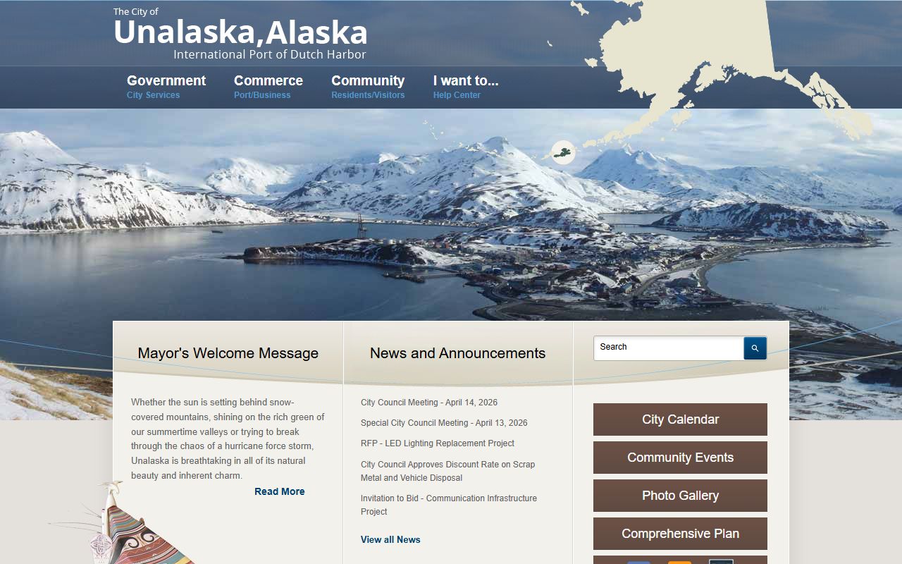 Unalaska Alaska public records city website