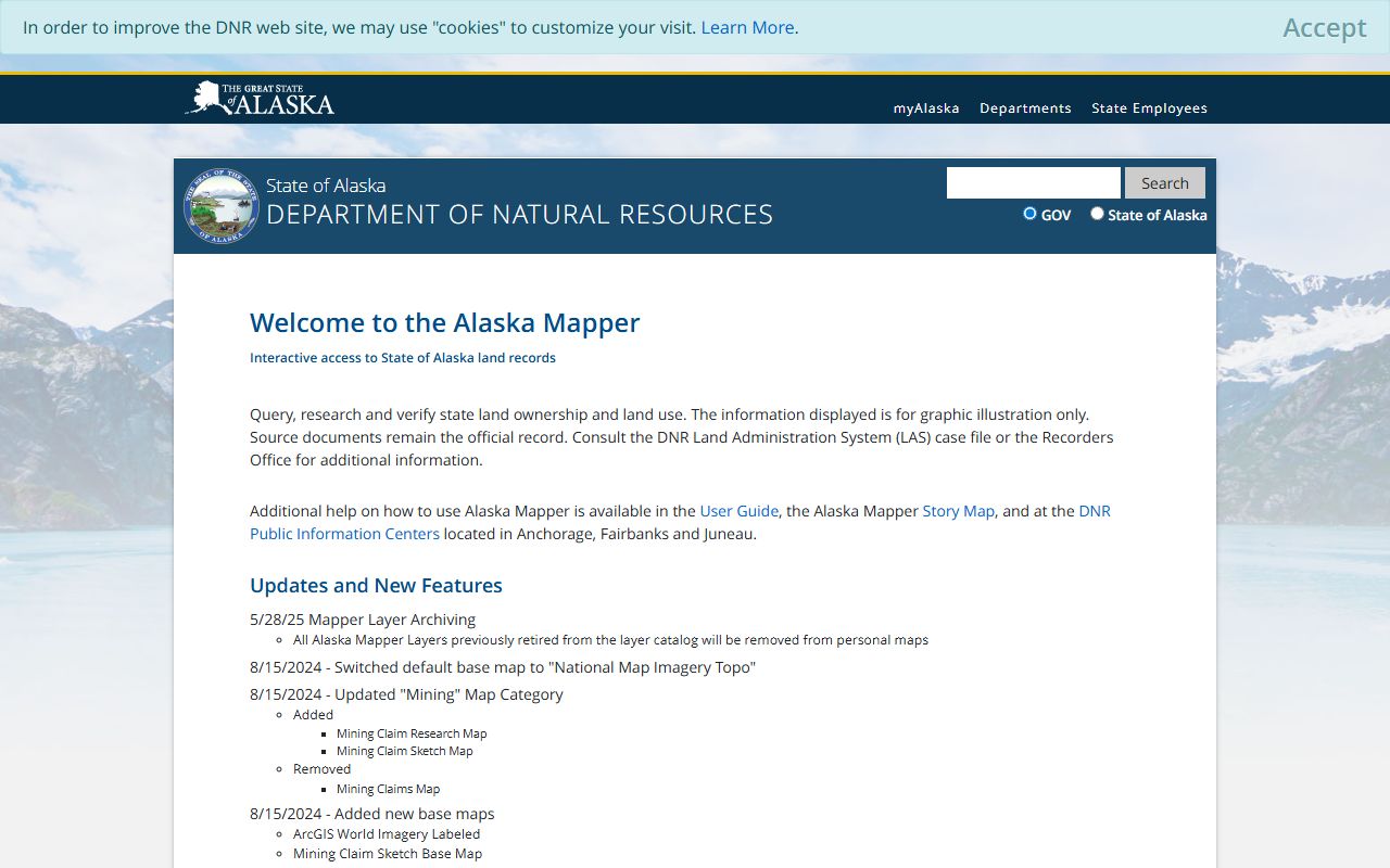 Alaska Mapper GIS land records public records tool