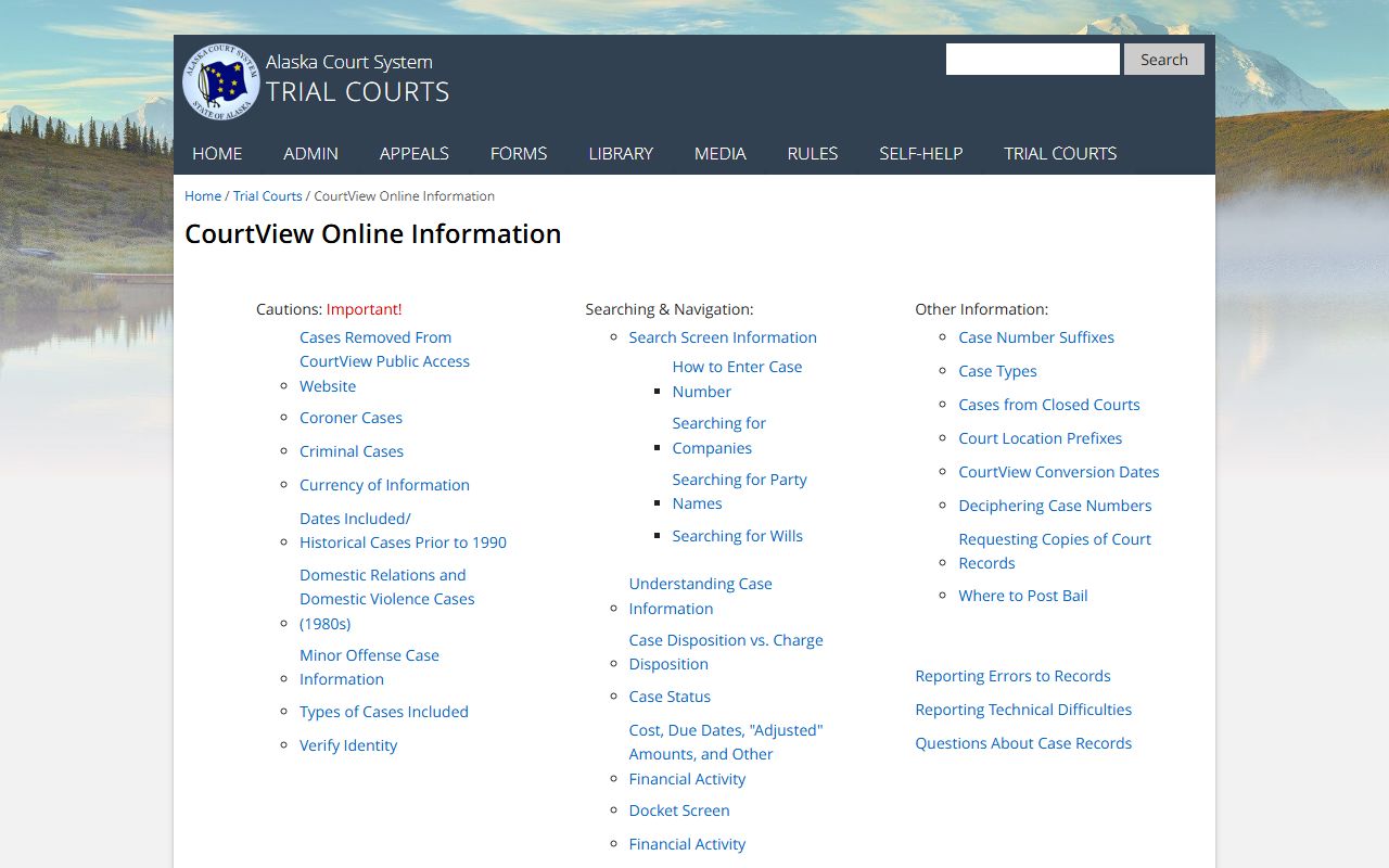 Alaska CourtView public records information and search guide
