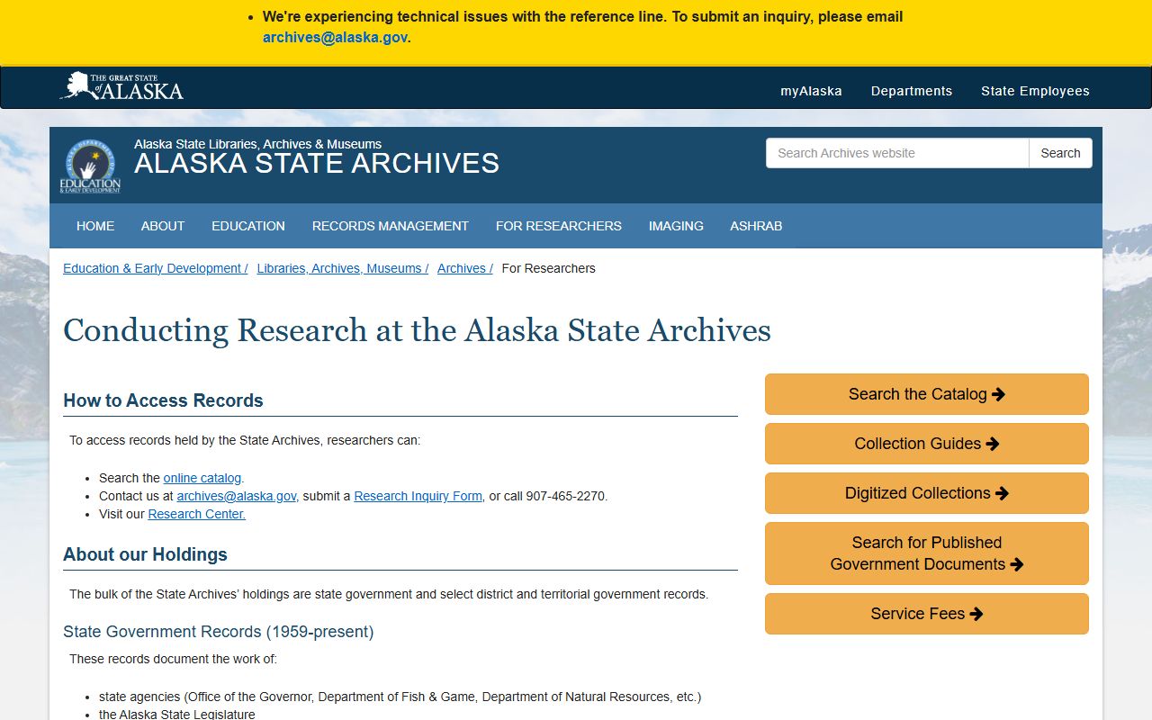 Alaska State Archives historical public records research